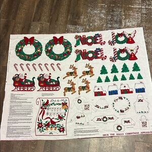 Cranston Christmas Fabric Panel DECK THE HALLS APPLIQUE Cut & Sew 44" x 35" NEW‎